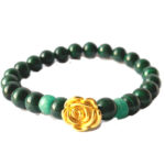Emerald Emeralds Green Gift MY ROSE Genuine Natural Colombian Emerald 2 wheels with natural malachite (8mm) and 18k gold plated delicately handcrafted rose bracelet