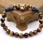 Golden Leopard, natural tiger eye and labradorite bracelet for men man guys