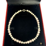 Woman Necklace handmade of Natural 10mm Pearls, Rose Quartz and a 925 silver clasp