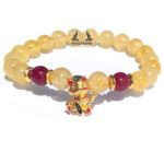 Maneki Neko Fortune Cat Citrine And Garnet Stones Bracelet  Talisman Attraction Of Luck And Fortune