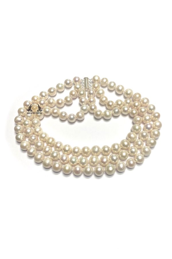 3 layers natural and orignal fresh water pearls AAA quality. Chocker pearl necklace