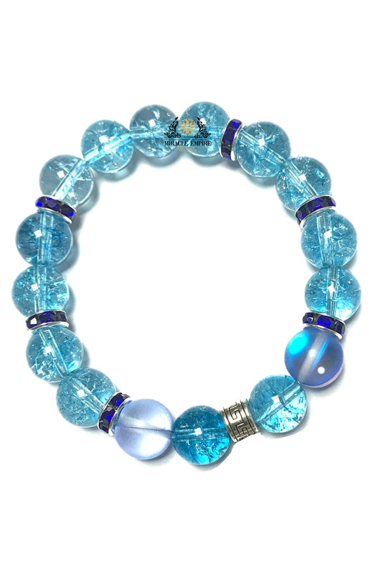 Man Bracelet Woman Unisex Sky Blue Quartz Beads - Image 2