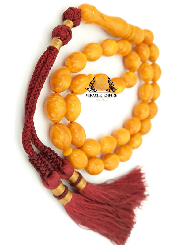 Amber Sand Prayer Beads Lighter Deep Orange Yellow Tasbih Misbaha Gifts for Him
