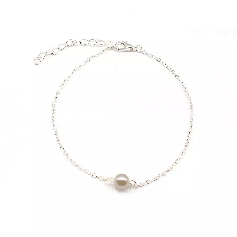Anklet natural pearl white gold plated extra extension - Image 2