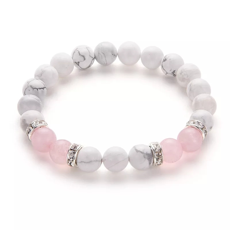 Hawlite, rose quartz 8mm