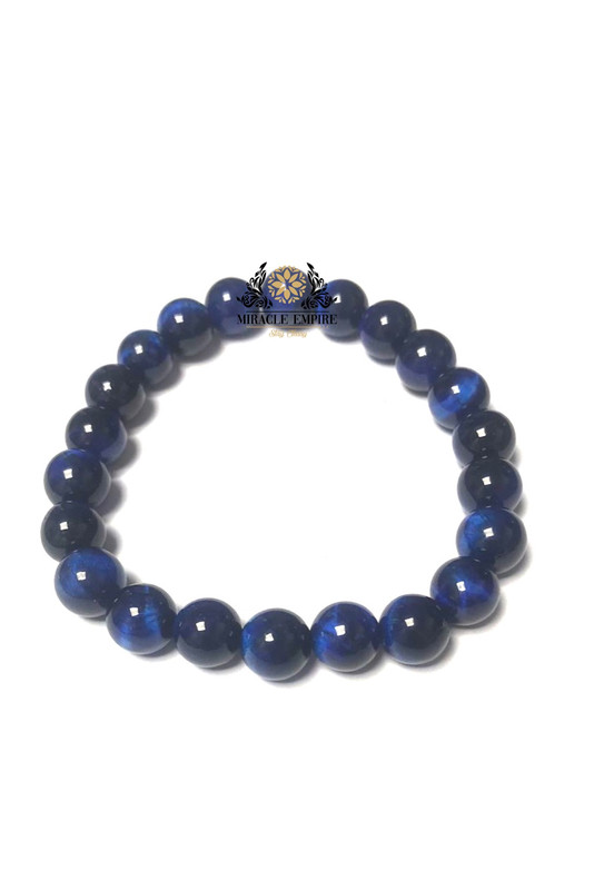 Woman Bracelet Man Unisex Natural Navy Blue Tiger Eye Only - Image 2