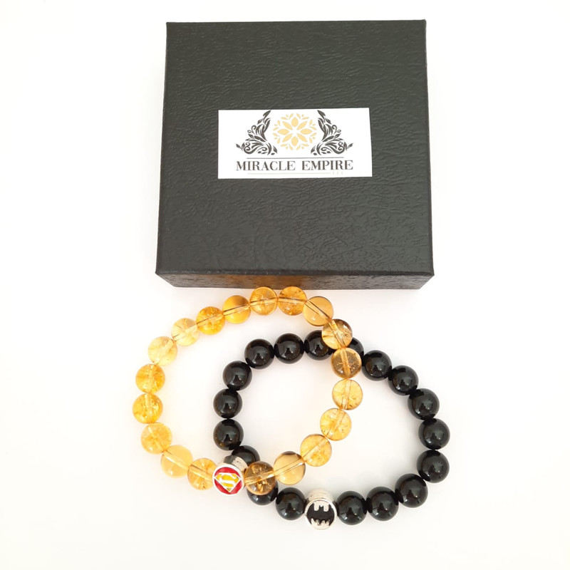 Couples Batman and Wonder woman super citrine onyx