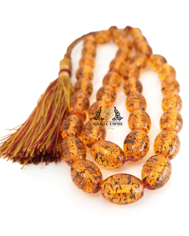 Prayer Beads Poland Sunshine 12MM Amber Sand with Small Amber pieces inside Genuine Smell