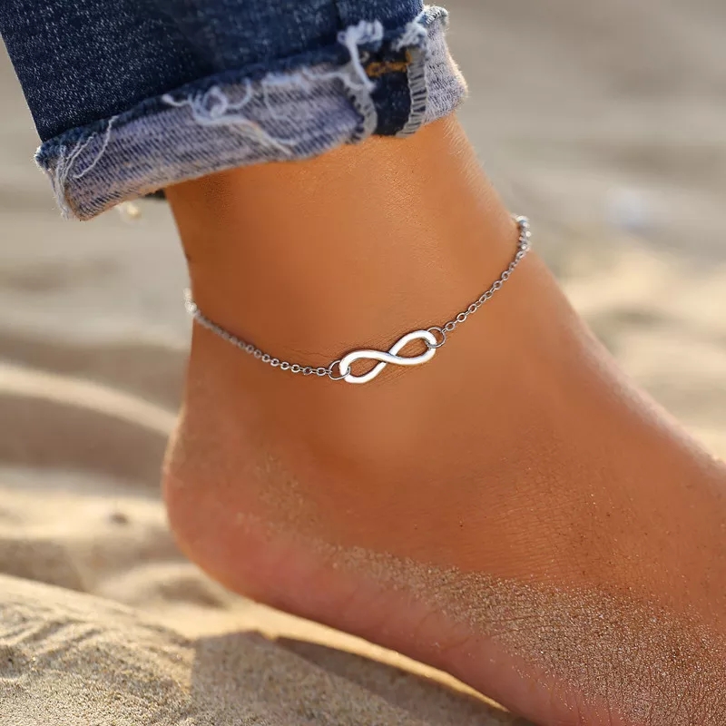 Eternity anklet white gold plated extra extension