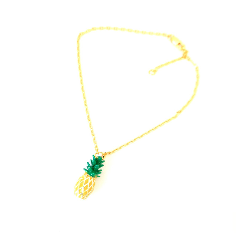 Pinaple charm yellow gold plated anklet extra extension to fit all - Image 2