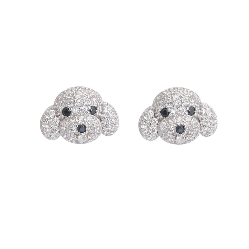Puppy dog earrings gold plated circons for girls kids fashion party - Image 2