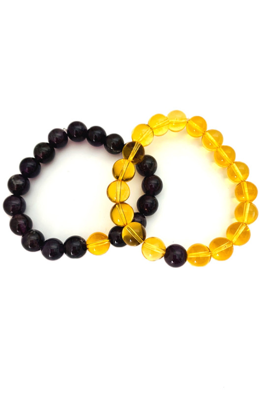 Bracelets for woman, natural citrine and amethyst set gift accessories