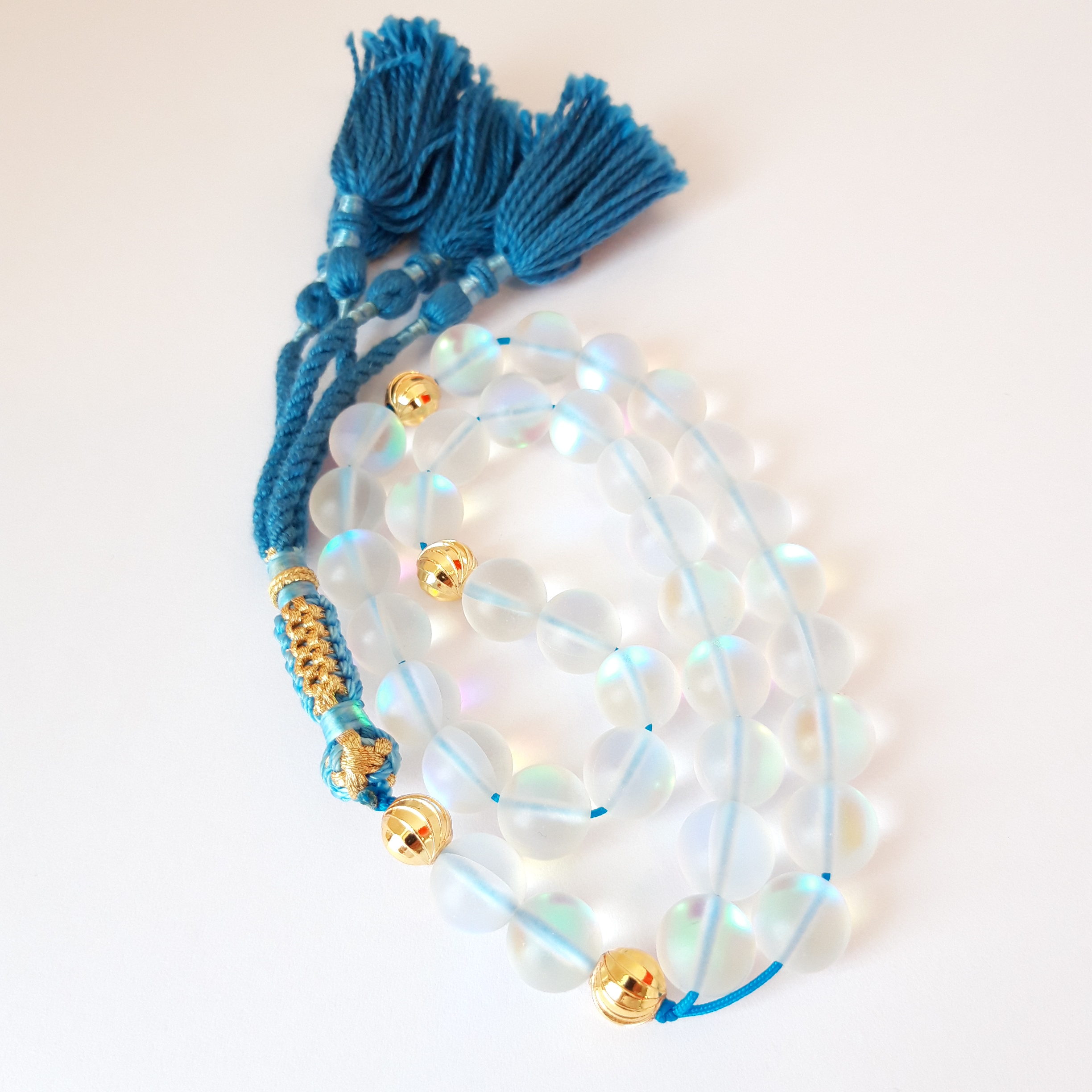 Rosary Prayer Beads Tasbeeh Men Gift Natural Northern Lights Quartz Cristal - Image 2