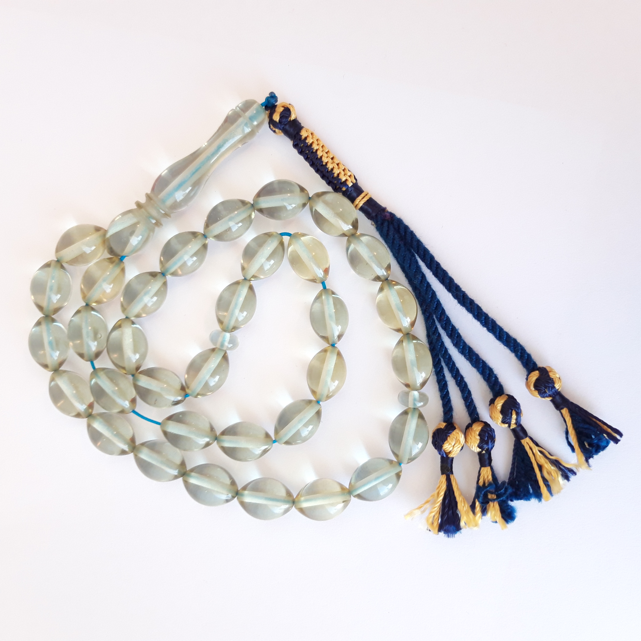 Rosary Prayer Beads Tasbeeh Men Gift Natural Light Blue Amber Sand