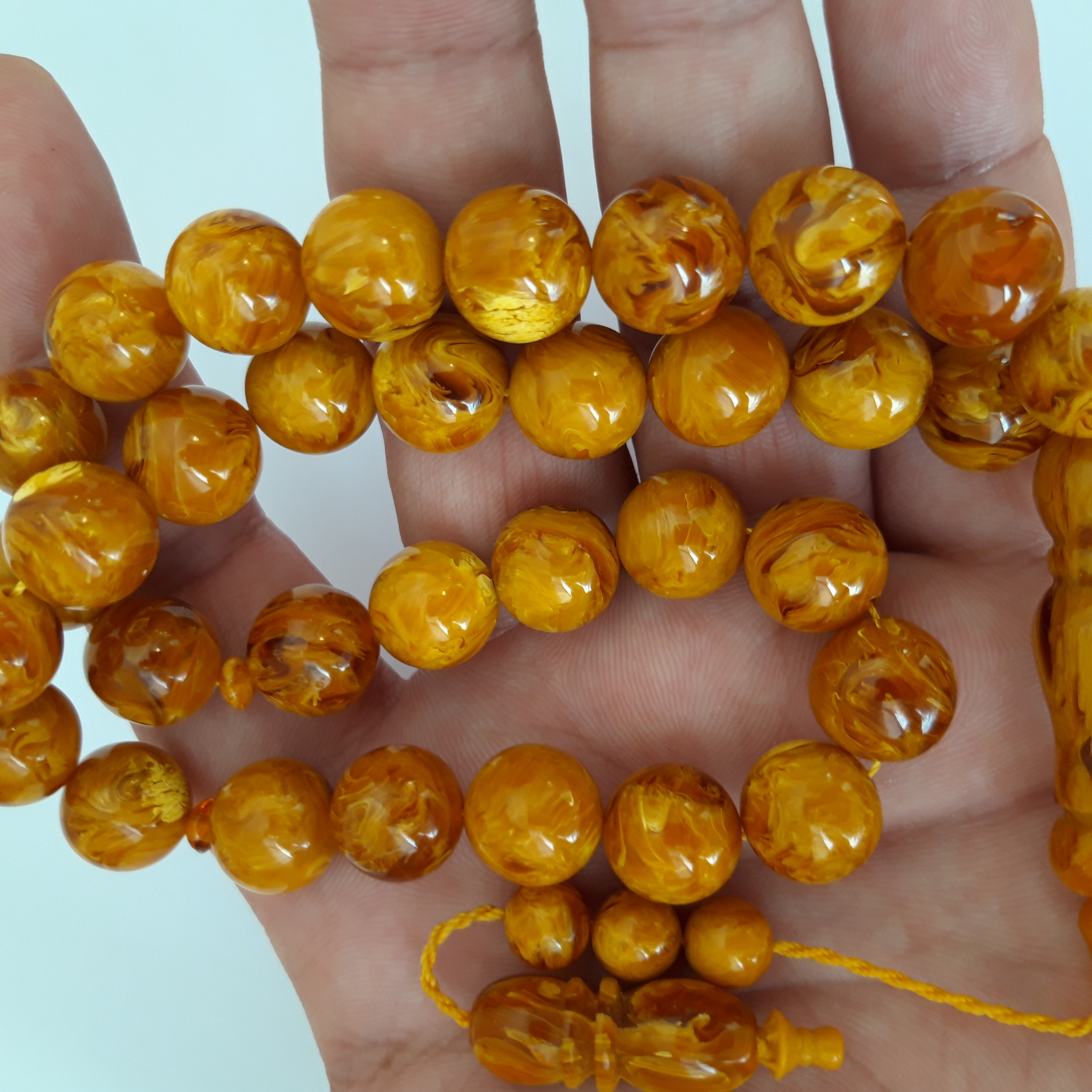 Rosary Prayer Beads Tasbeeh Men Gift Natural Honey Amber Sand 12mm - Image 2