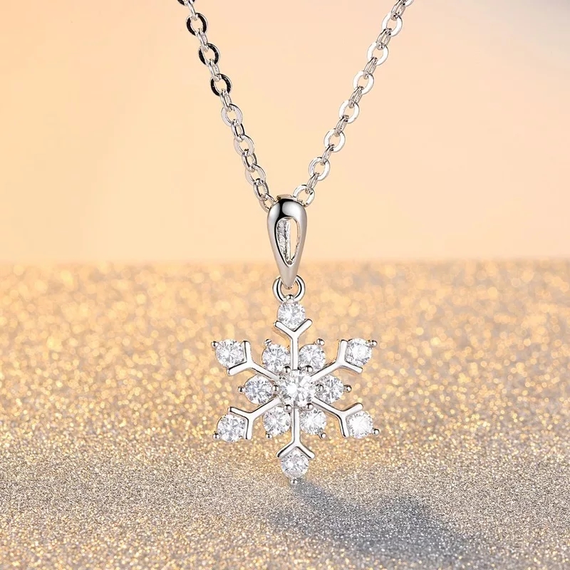 Chain Necklace Snow flake with zircons - Image 2