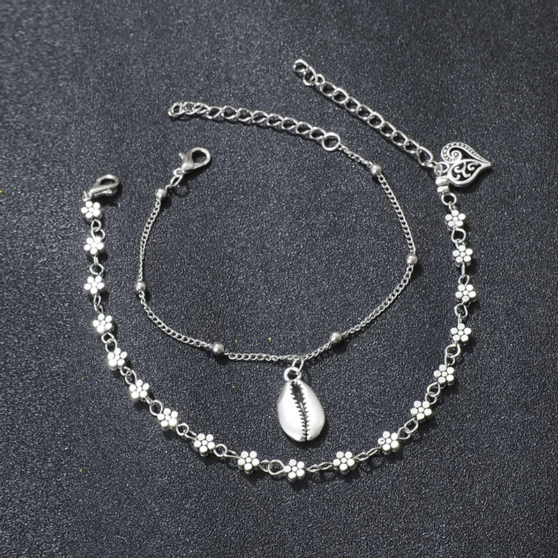 Handmade flower and shell anklets alloy - Image 2