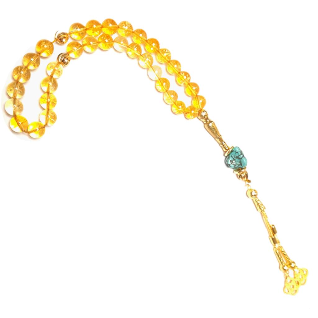Prayer bead with natural and genuine citrine and turquoise used for manifestation and abundance - Image 4