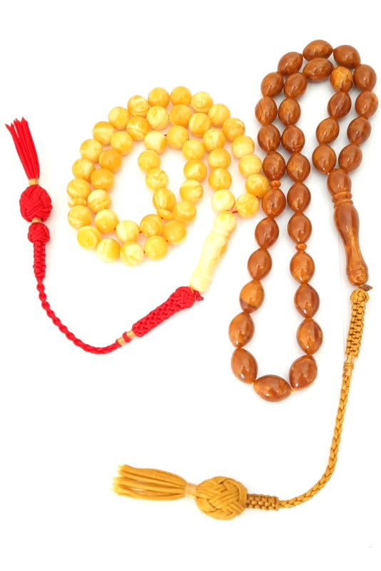 Prayer Beads Set, Amber Sand Honey and Sunshine. Natural Poland Amber Smell. Handmade Tassels