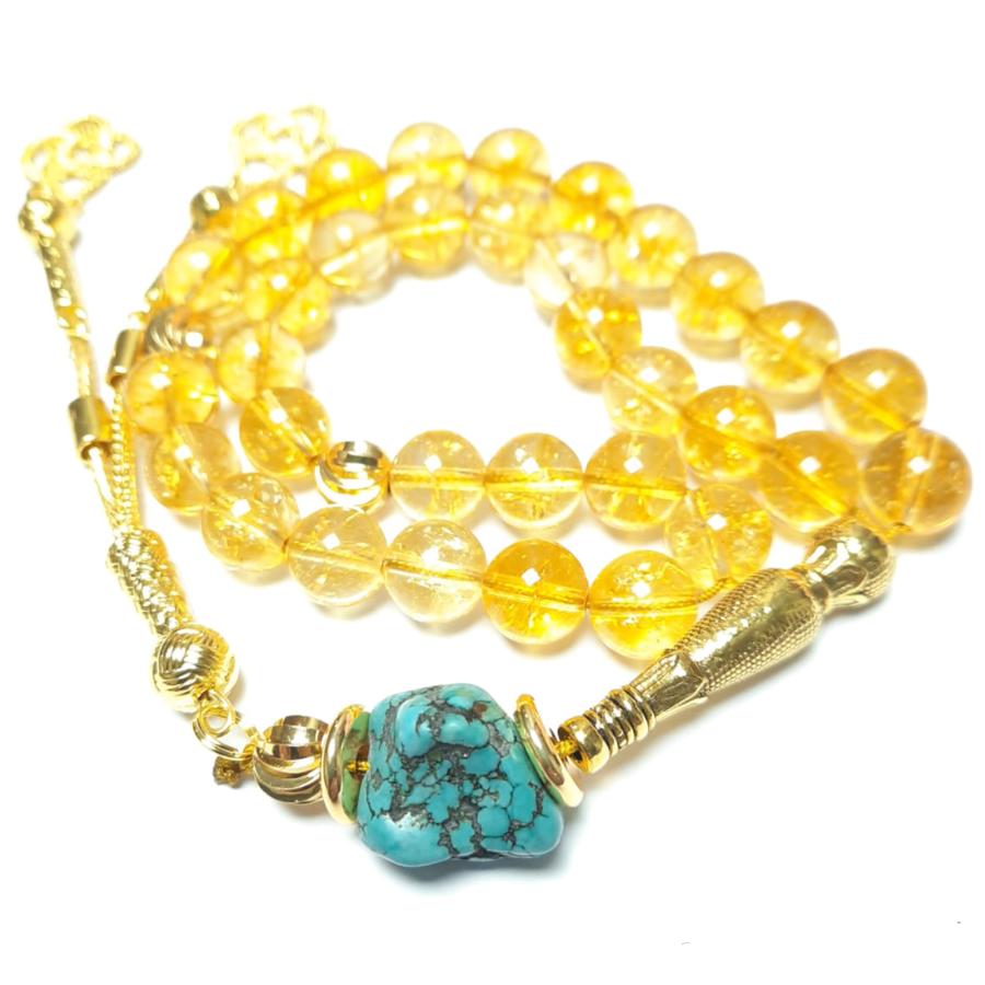 Prayer bead with natural and genuine citrine and turquoise used for manifestation and abundance - Image 3