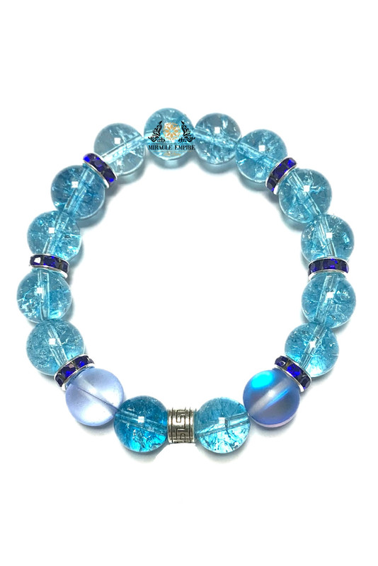 Man Bracelet Woman Unisex Sky Blue Quartz Beads