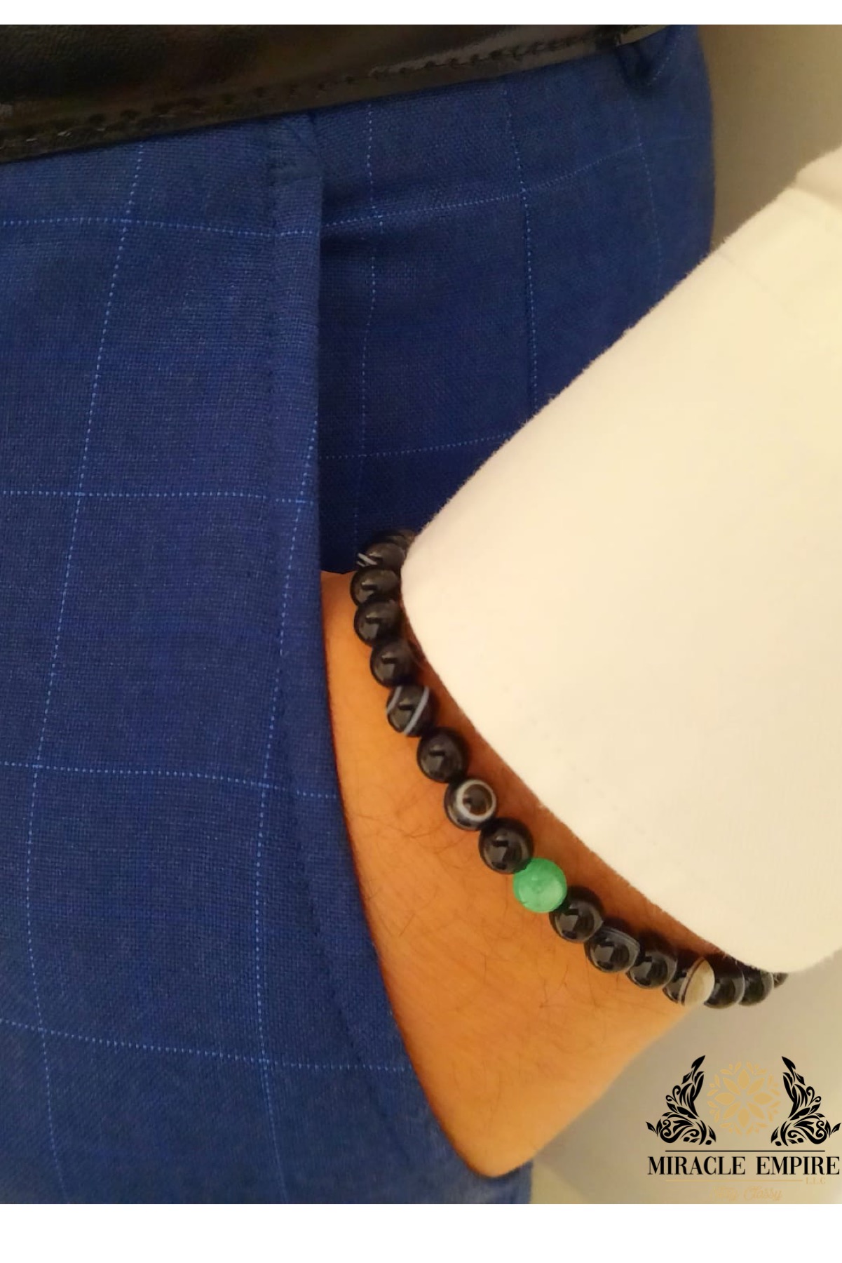 Emerald Onyx Yemeni Agate Suleimani Rope Bracelet - Image 3