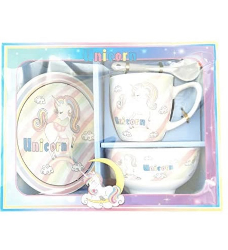 Unicorn set cup plate mug for kids girls breakfast - Image 2