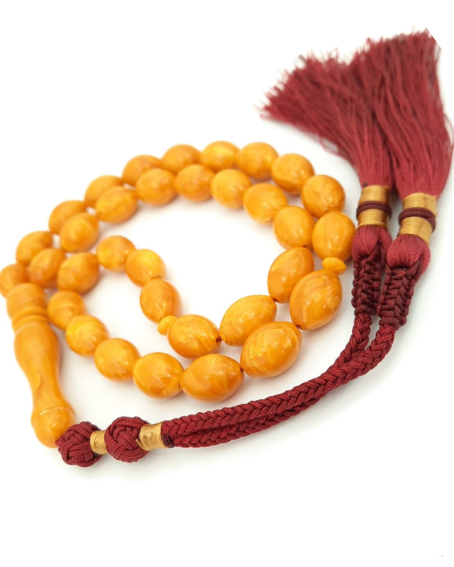 Amber Sand Prayer Beads Lighter Deep Orange Yellow Tasbih Misbaha Gifts for Him - Image 2