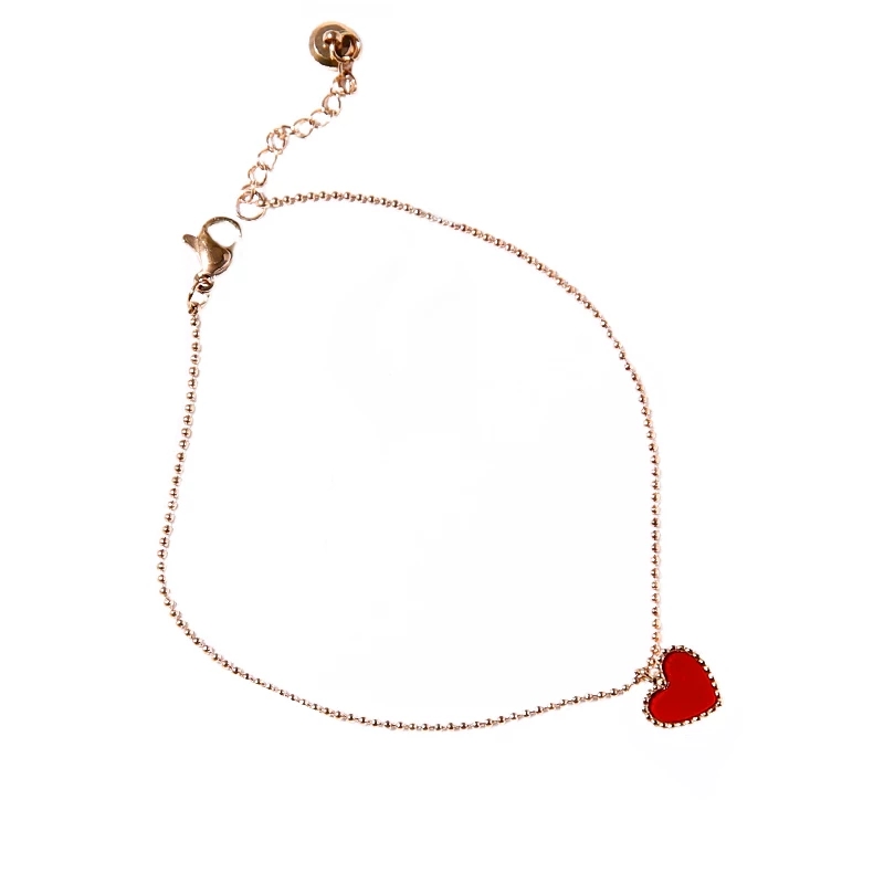 Anklet red love heart woman alloy - Image 3