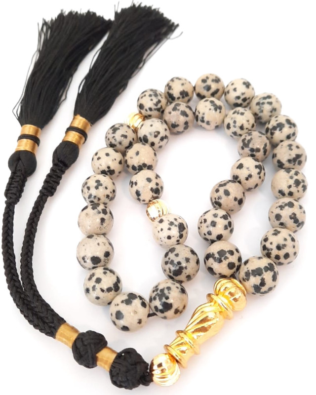 Exlusive Prayer Beads Design Natural Jasper 18k Gold Plated Beads Handmade Tassel - Image 2