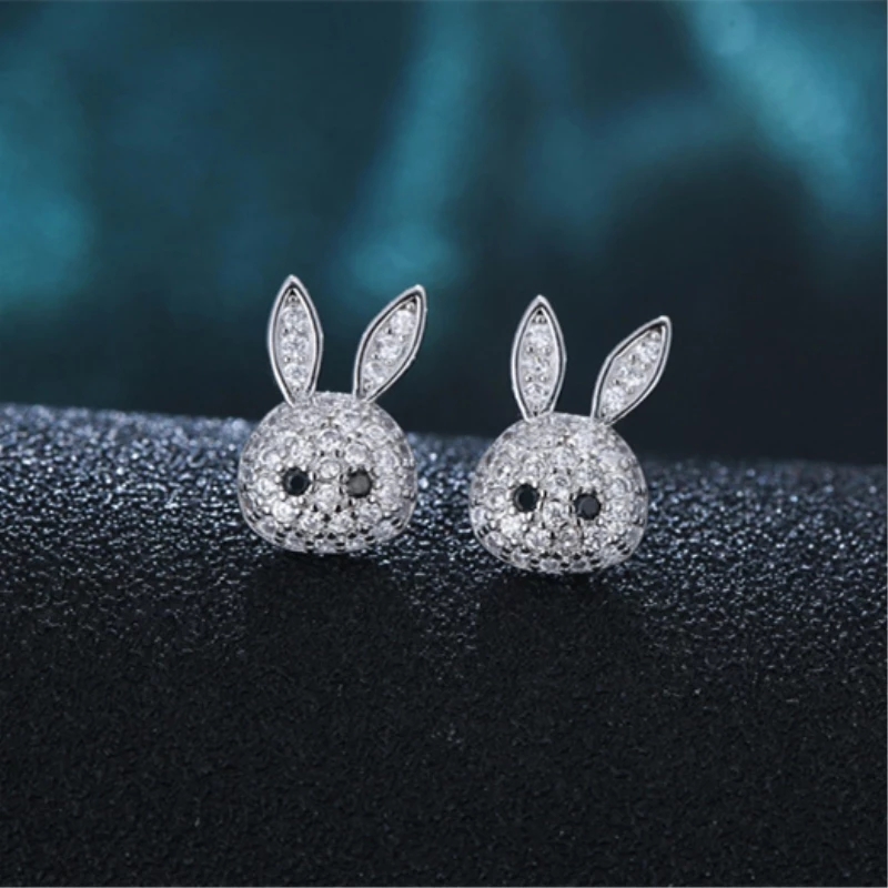 Bunny earrings gold plated circons for girls kids fashion party - Image 2