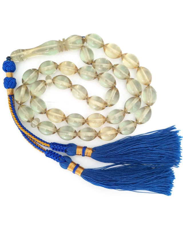 Prayer Beads Men's Gifts for Him Natural Blue Amber Sand Handmade Tassel - Image 2