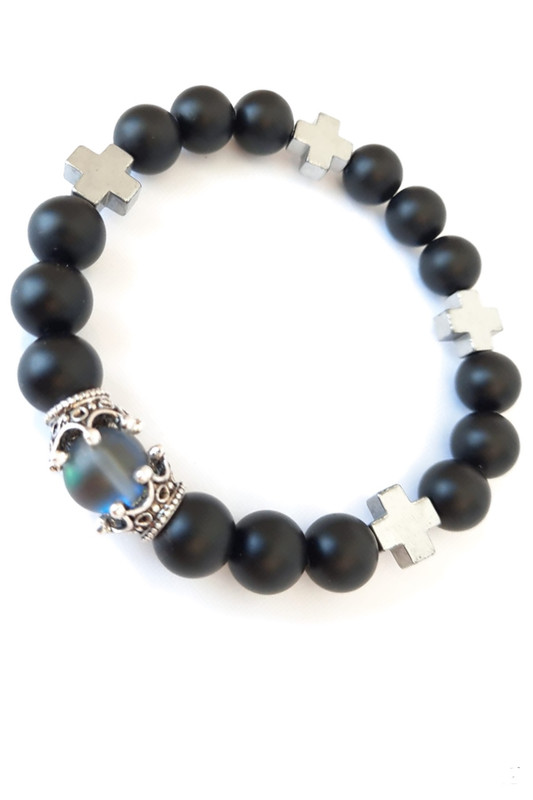 Men's accessories bracelet Matte Onyx, hemitate, crowns - Image 2