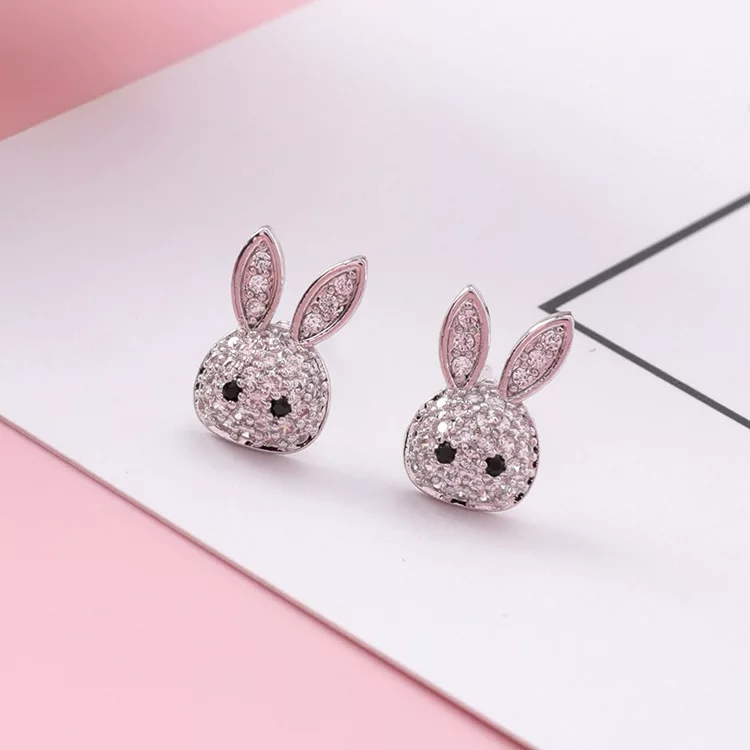 Bunny earrings gold plated circons for girls kids fashion party - Image 3