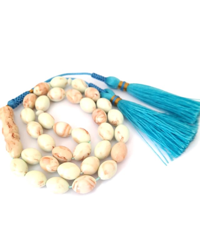 Prayer Beads Misbaha Tasbih Light Blue Handmade Tassel