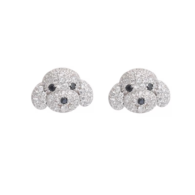 Puppy dog earrings gold plated circons for girls kids fashion party