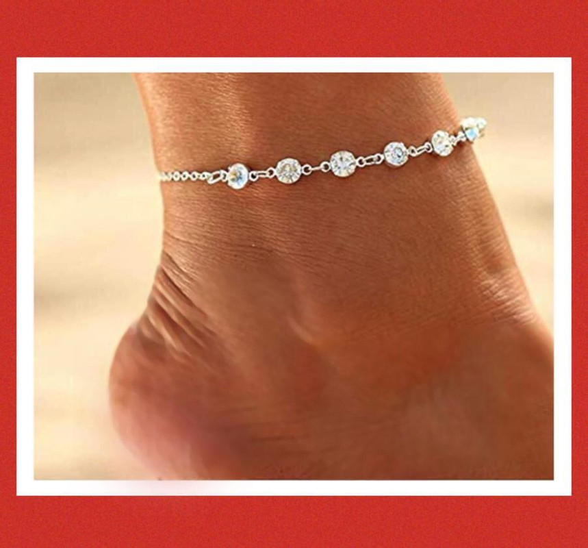 Crystals Anklet for Ladies, Sexy and Chic silver color