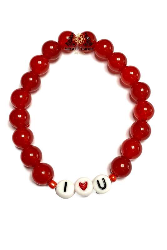 I Love You Woman Bracelet Man Unisex Handmade Of Natural Red Jades