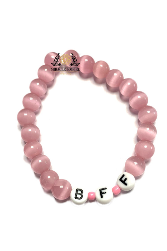 Bff Woman Bracelet Men Unisex Cat Eye Light Pastel Pink 8mm - Image 2