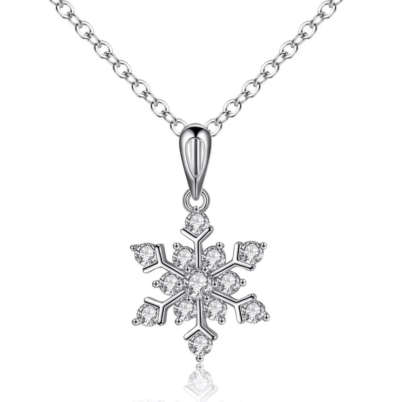 Chain Necklace Snow flake with zircons