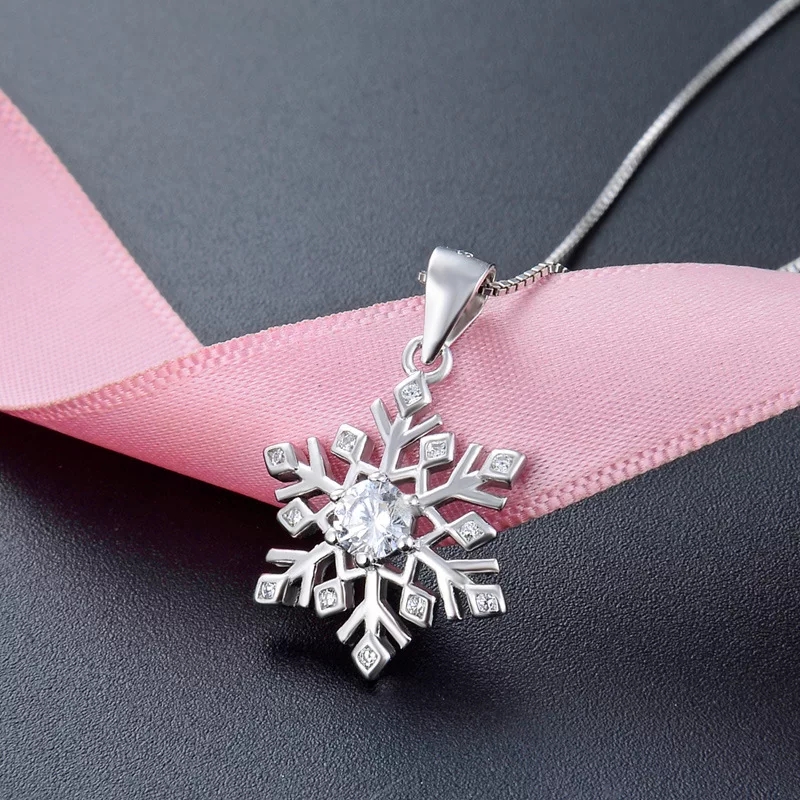 Chain Necklace Snow flake with zircons - Image 3