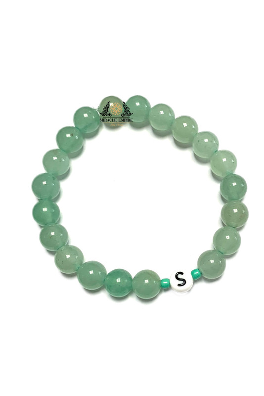 Woman Bracelet Man Unisex Initial Letter Natural Aventurine - Image 2