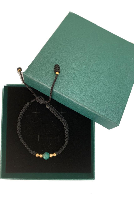 Emerald Emeralds Green Gift THE ONE JEWEL Handmade bracelet with antique solitaire beads natural Colombian Emerald 18k gold plated beads - Image 4