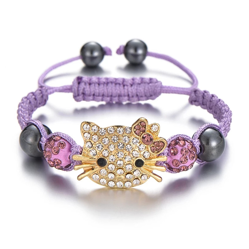 Bracelet for girls birthday gift purple hello kitty rope