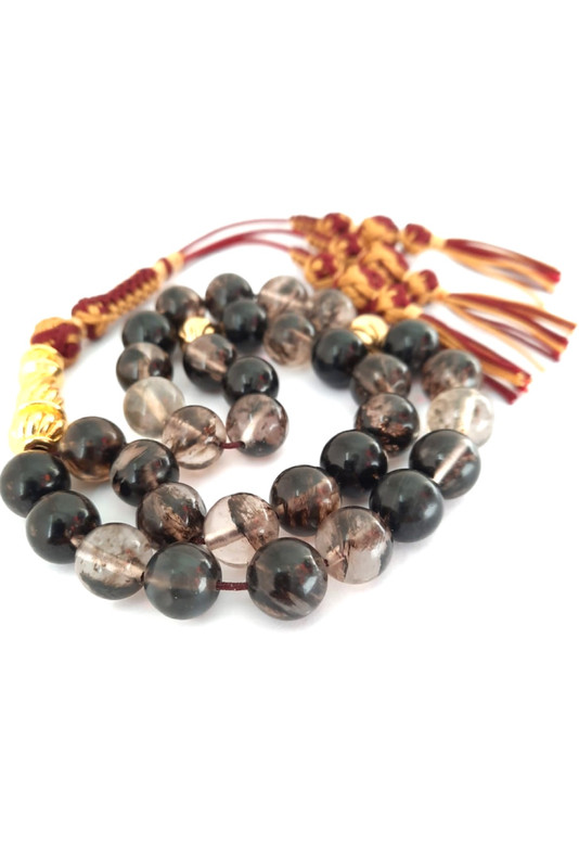 Prayer Beads Islam Ramadan Rare Quartz with Red with Yellow Handmade Tassel - Image 2