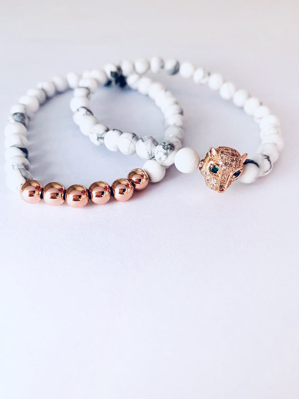 Hawlite zircons rose gold plated set