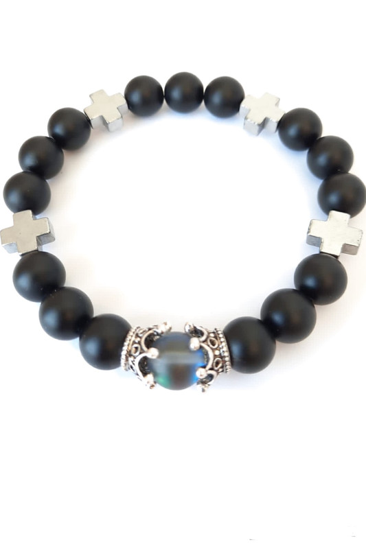 Men's accessories bracelet Matte Onyx, hemitate, crowns - Image 4