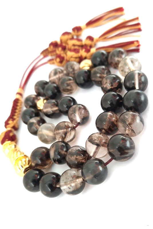 Prayer Beads Islam Ramadan Rare Quartz with Red with Yellow Handmade Tassel - Image 3