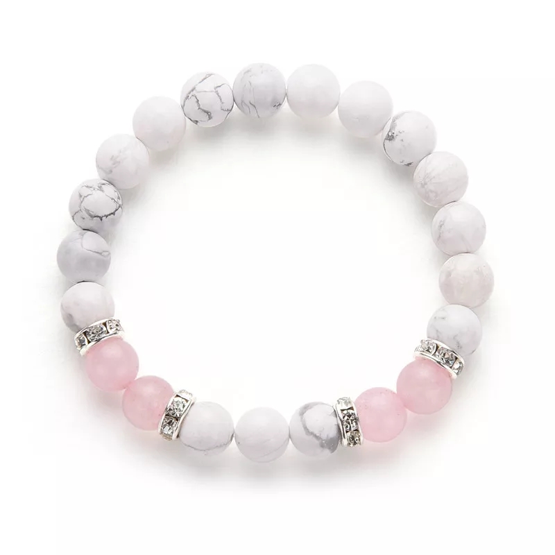 Hawlite, rose quartz 8mm - Image 2