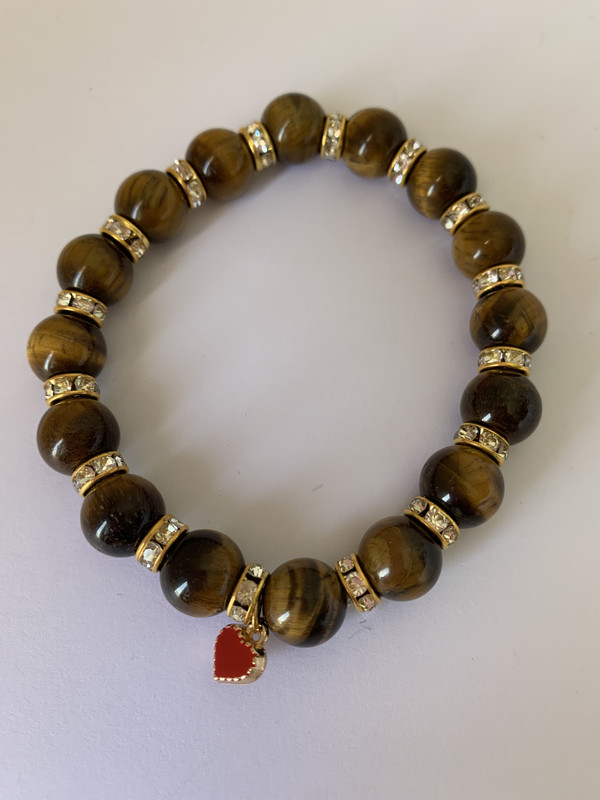Tiger Eye, cristal dividers red heart 8mm - Image 2